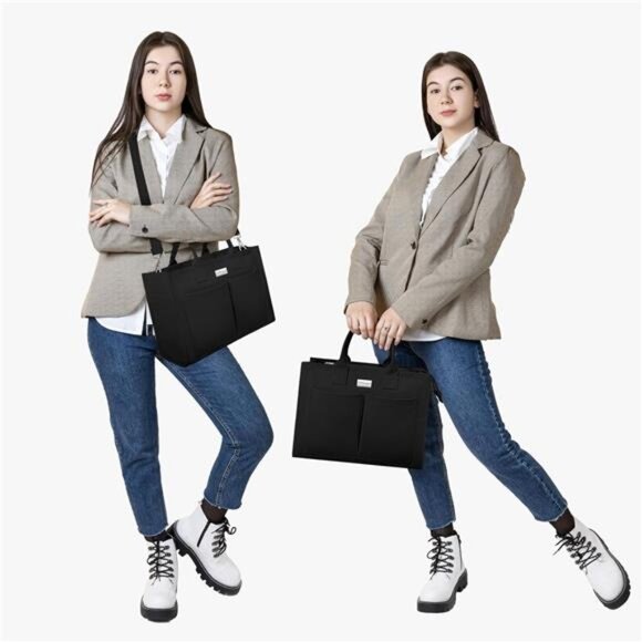 Canvas Tote Bag for Women, Black - Picture 2 of 7